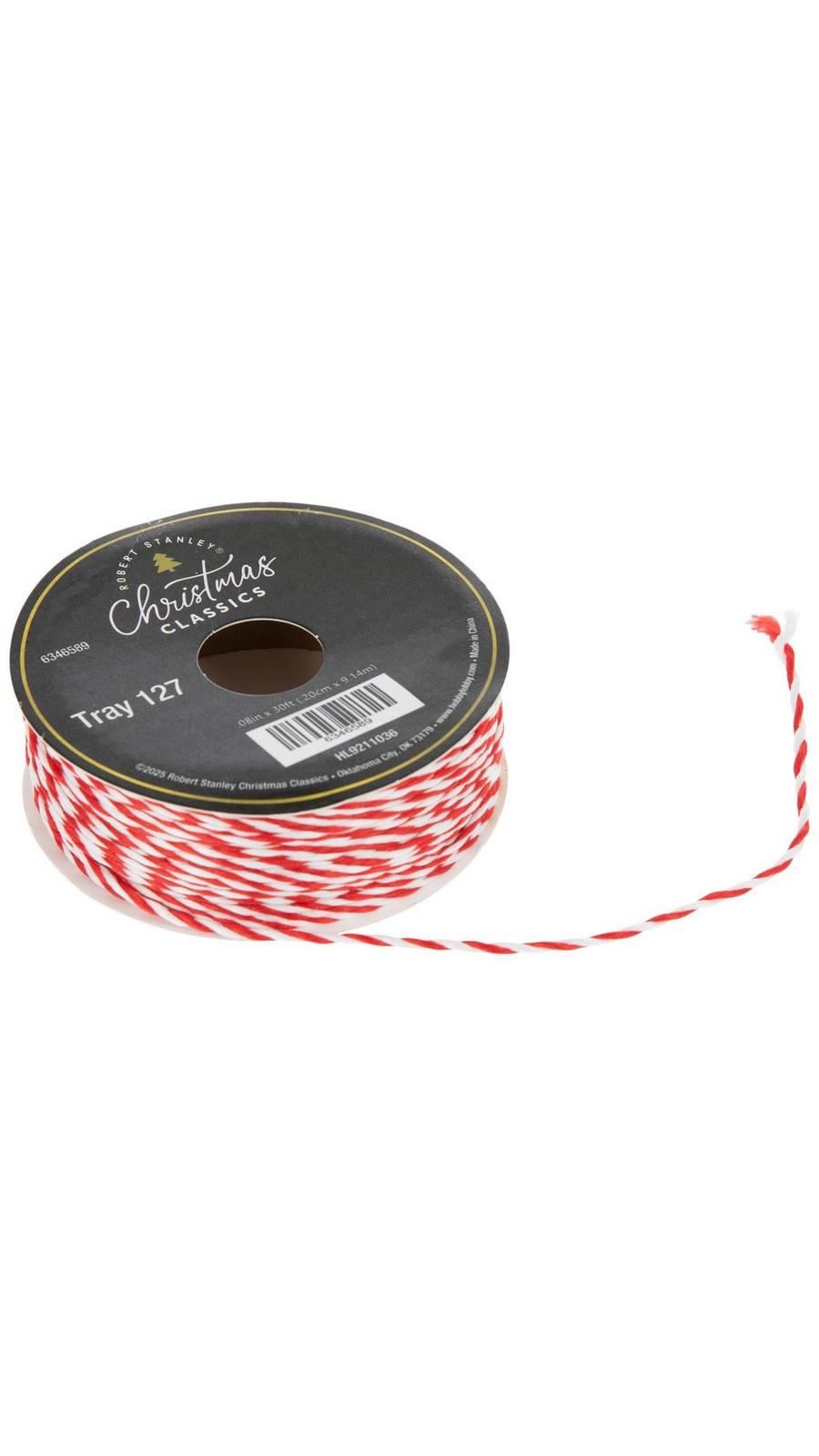 Red & White Striped Cord - 1 /16