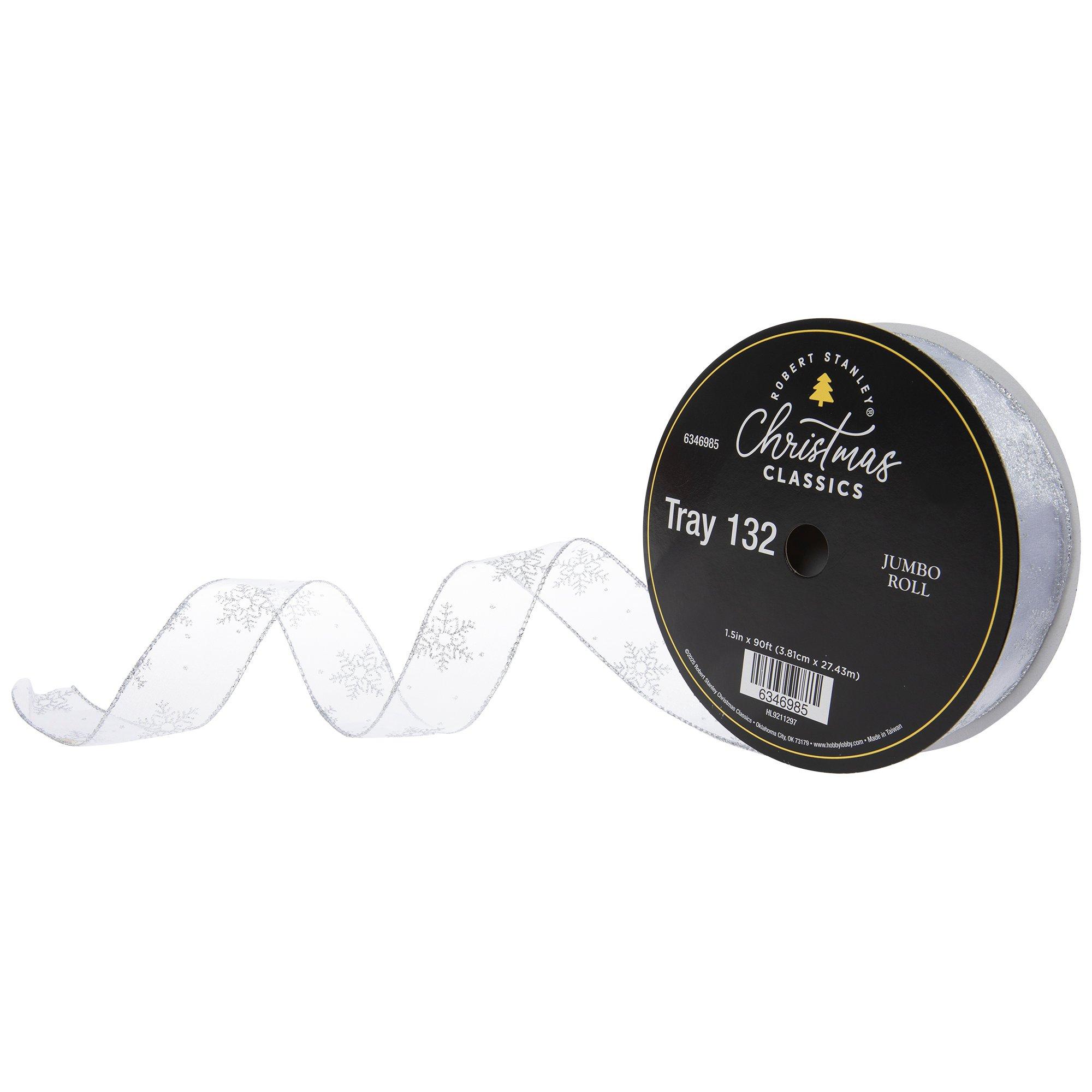 Silver Snowflakes Sheer Wired-Edge Ribbon | Hobby Lobby | 6346985