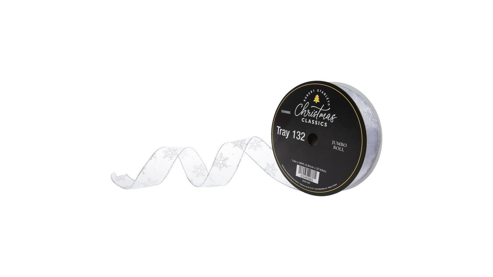Silver Snowflakes Sheer Wired-Edge Ribbon | Hobby Lobby | 6346985