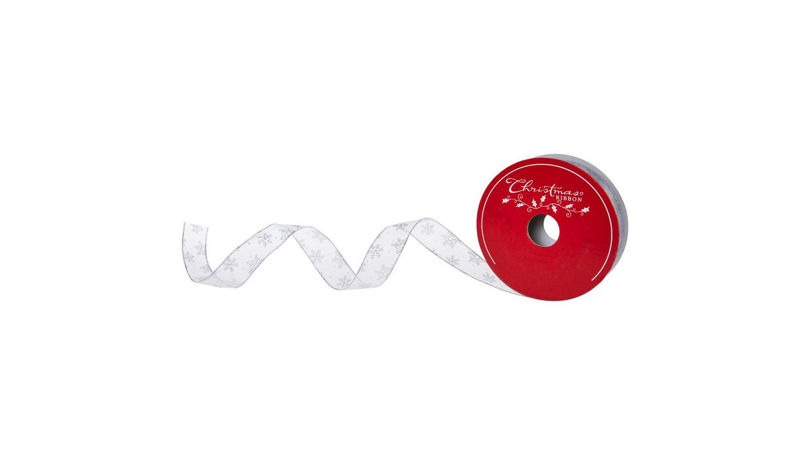 Silver Snowflakes Sheer Wired-Edge Ribbon | Hobby Lobby | 6346985