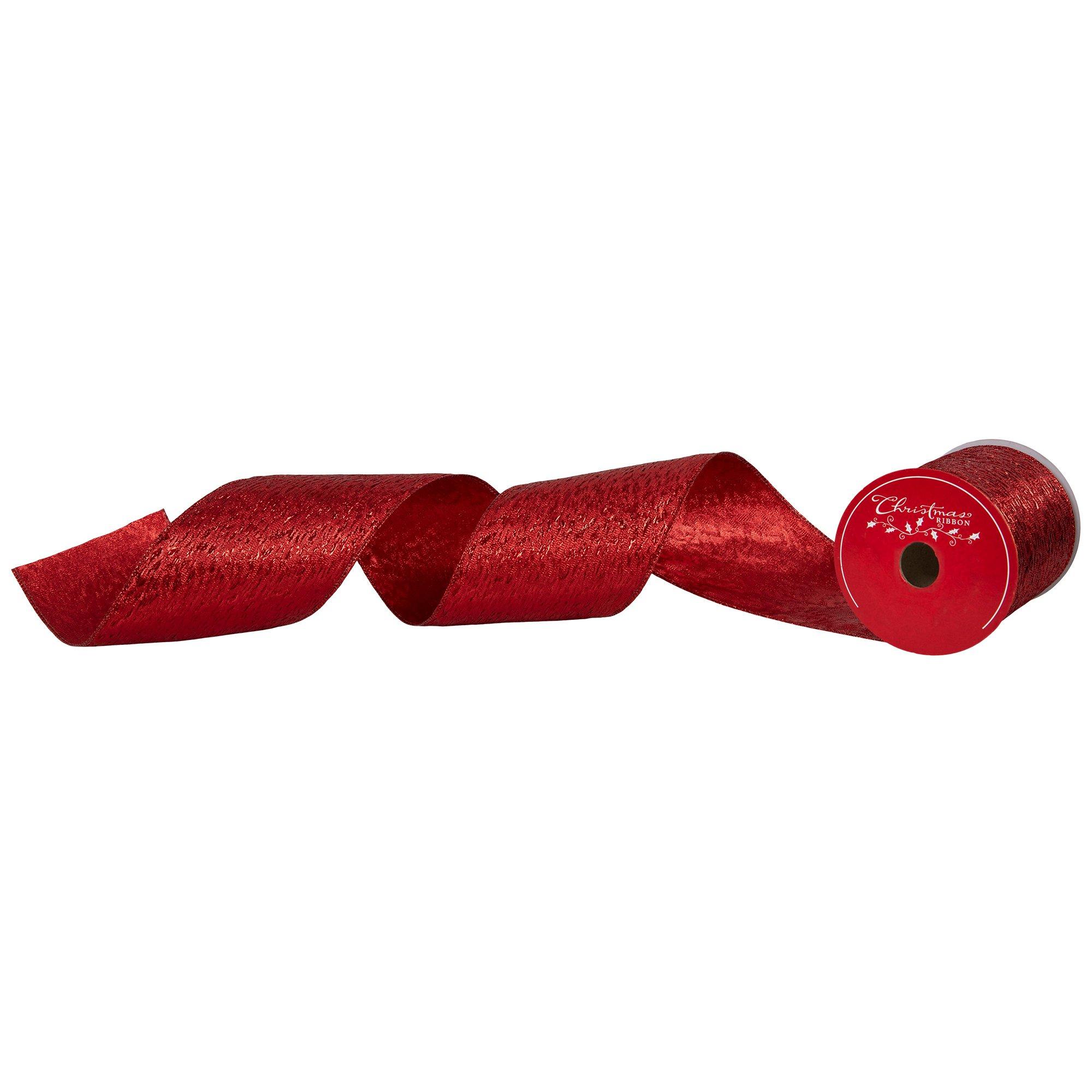 Red Metallic Wired Edge Ribbon - 4