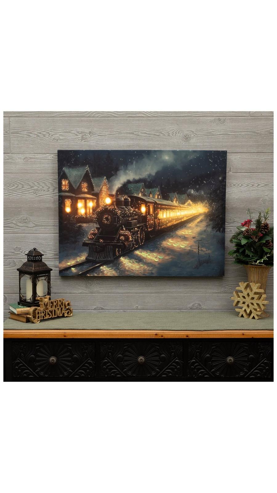 Holiday Train Light Up Canvas Wall Decor | Hobby Lobby | 6347850