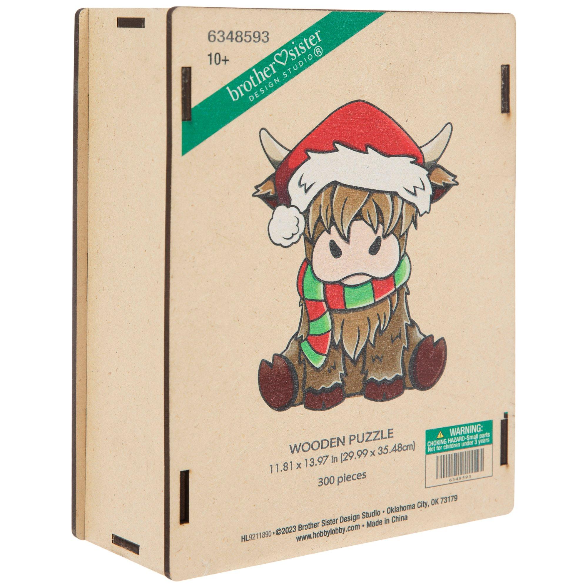 Herman Miller 「Merry Christmas」ブロックパズル Santa Highland Cow Wood Puzzle | Hobby Lobby | 6348593