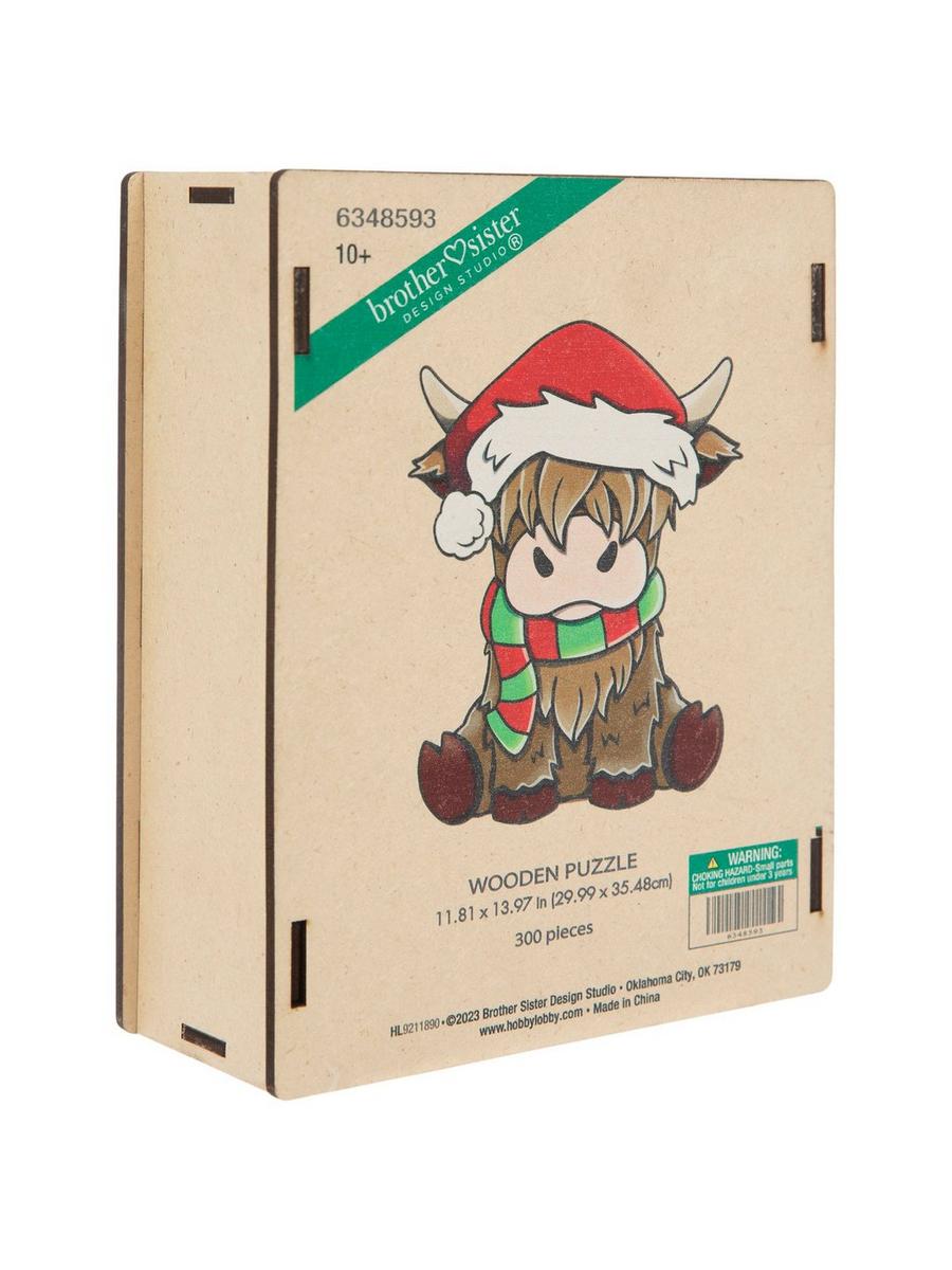 Santa Highland Cow Wood Puzzle | Hobby Lobby | 6348593