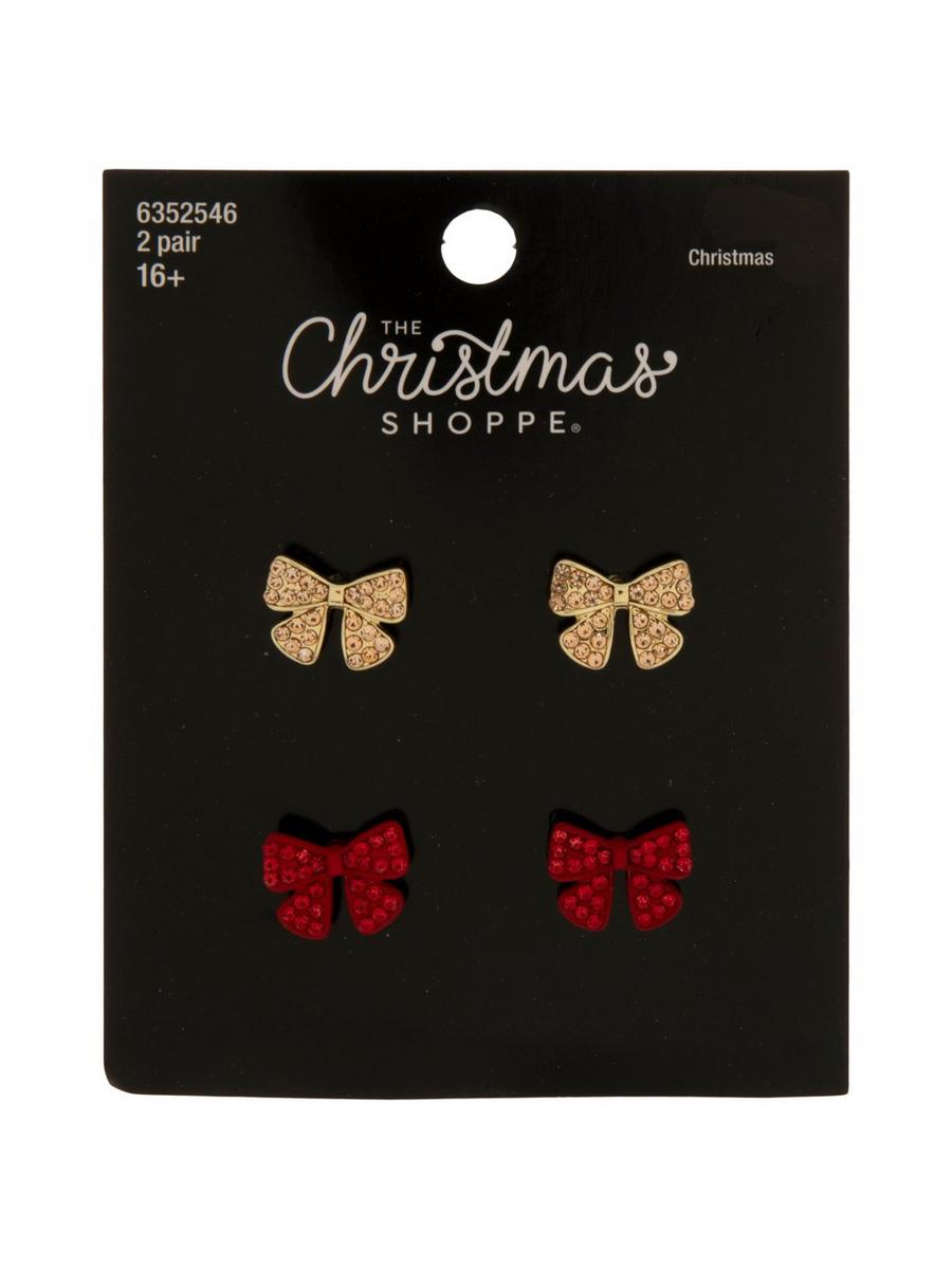 Rhinestone Bow Earrings For Women – Sparkly Christmas & Holiday Dangling Earrings, Gift Idea