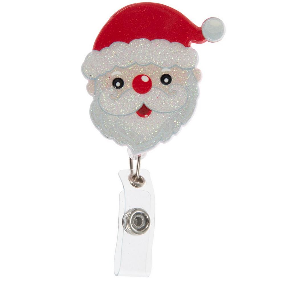 Christmas Hippo Badge Reel, Nurse ID Badge Holder, Name Tag Holder Clip