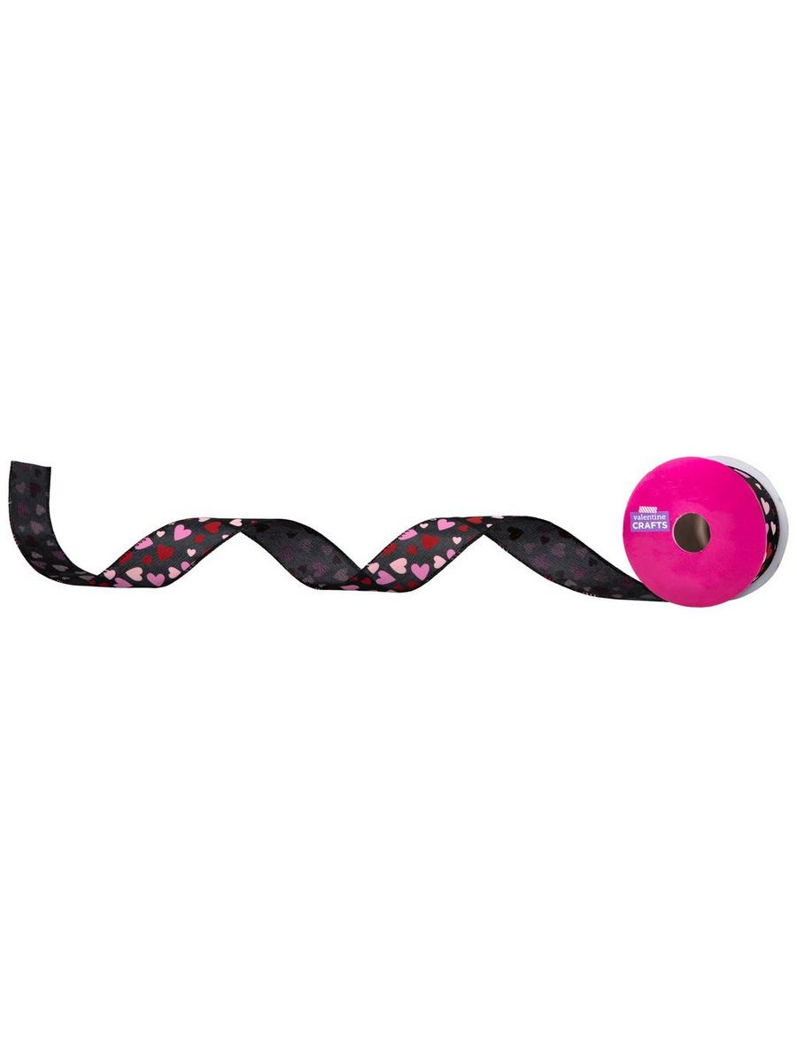 Love ribbon Hearts Single-Face Wired Edge Satin Ribbon - 1 1/2
