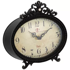 Black Ornate Oval Metal Clock