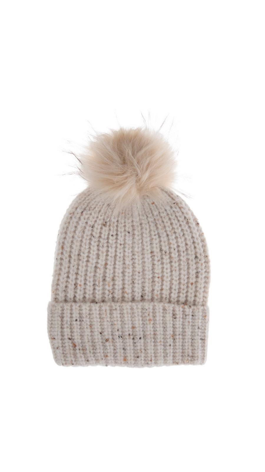 Cream Knit Pom Pom Beanie | Hobby Lobby | 6358394 display picture 1