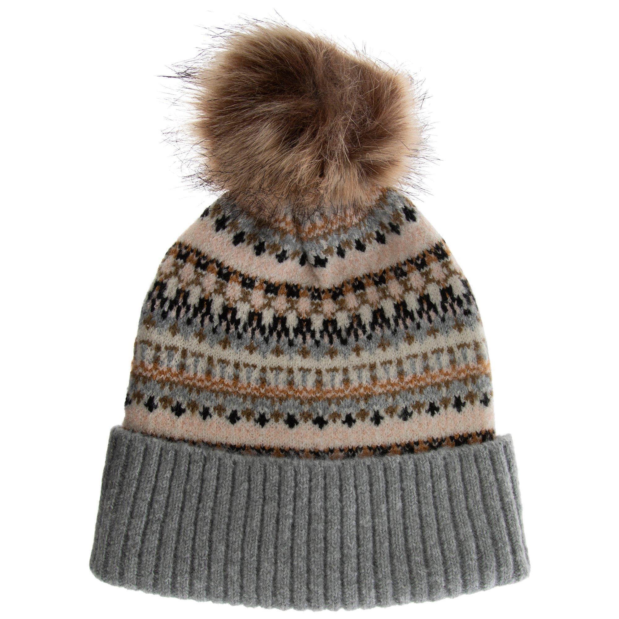 Gray Fair Isle Pom Pom Beanie | Hobby Lobby | 6358410 display picture 1