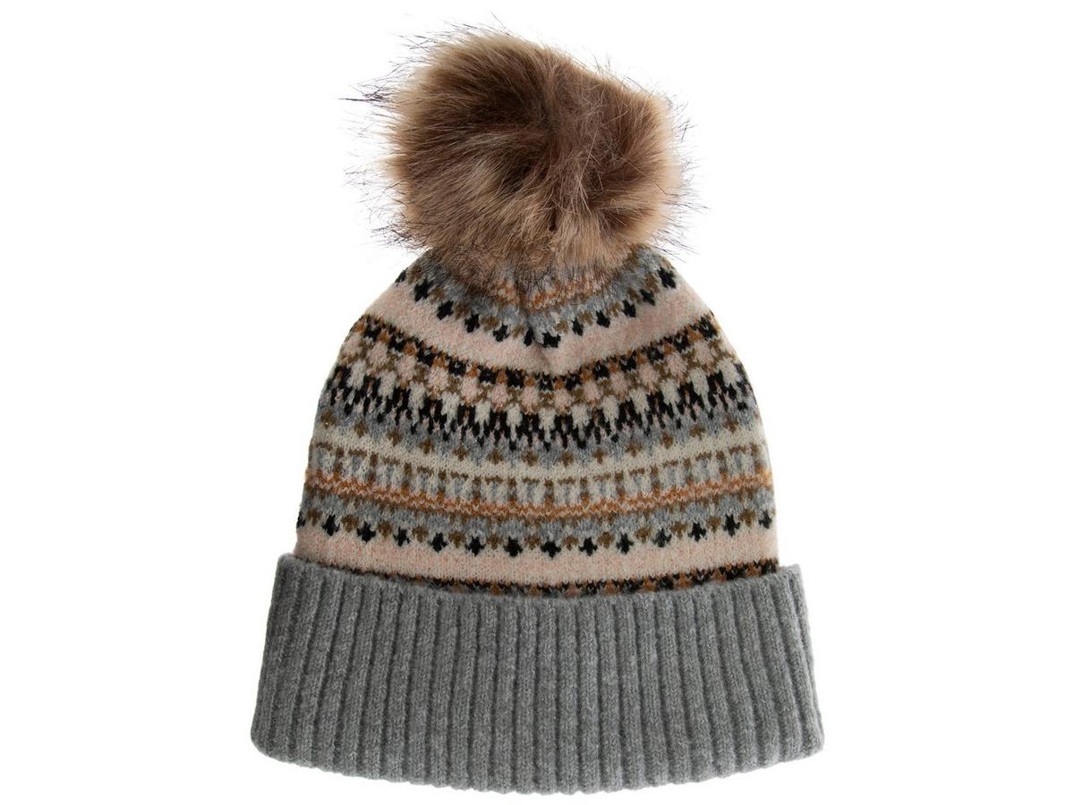 Gray Fair Isle Pom Pom Beanie | Hobby Lobby | 6358410 display picture 1