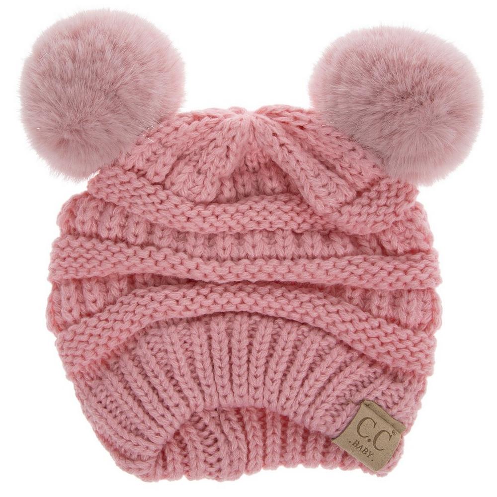 Pink Infant Woven Beanie With Pom Poms | Hobby Lobby | 6358501