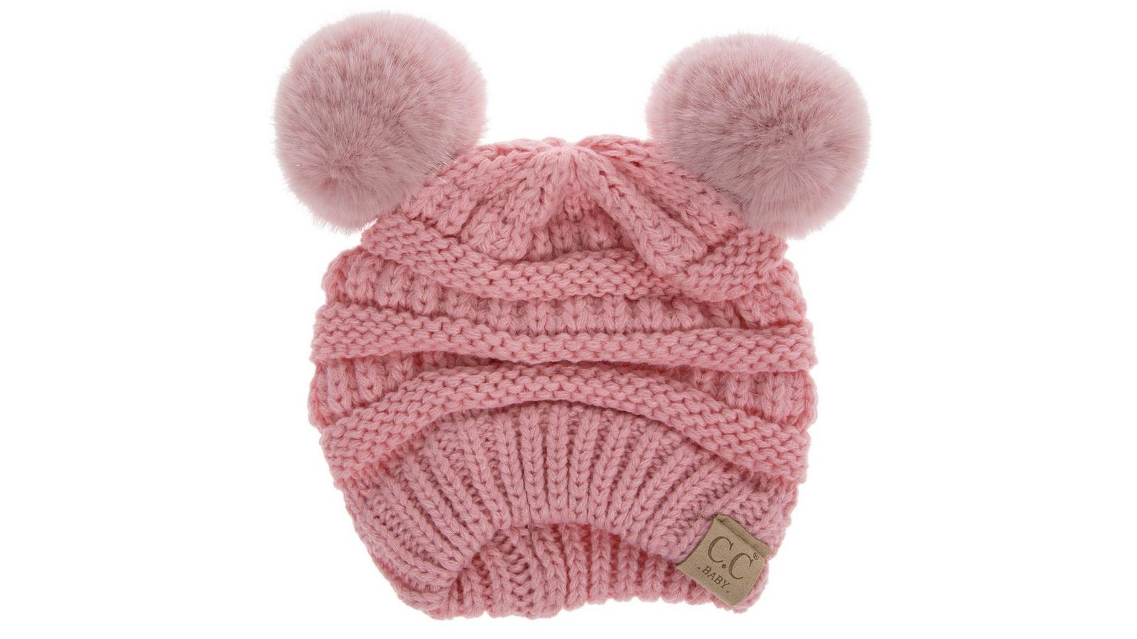 Pink Infant Woven Beanie With Pom Poms | Hobby Lobby | 6358501