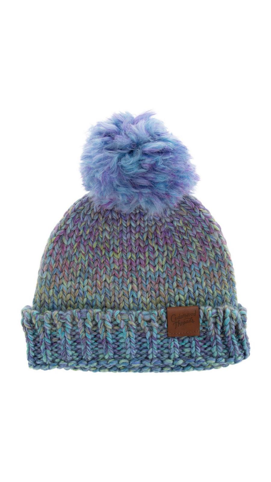 Purple Knit Pom-Pom Beanie mixed Wool Wholesale Plush Knit Pom Pom Beanie - Purple – Hadley Wren  main image 3