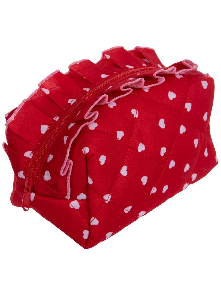 Red Hearts Ruffled Cosmetic Pouch | Hobby Lobby | 6363014