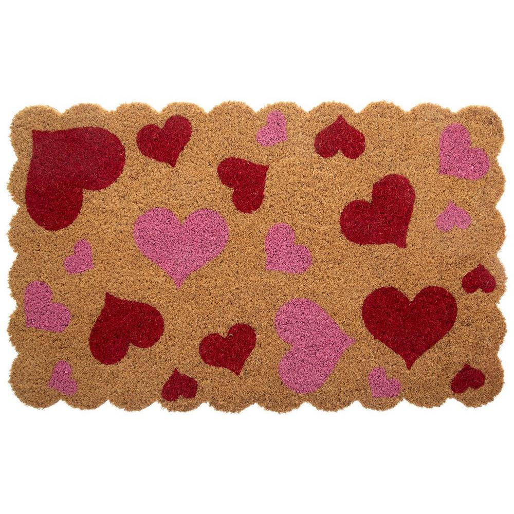 Pink & Red Hearts Scalloped Coir Doormat | Hobby Lobby | 6363709