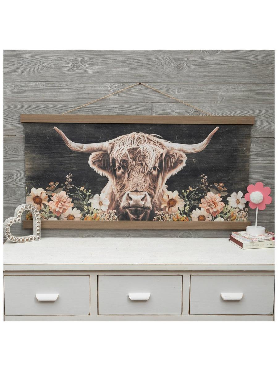 Bolso Bandolera Signare Highland Cow - Tela Tapiz, Beige, 20x21x7 Cm, Correa Ajustable, Diseño Granja