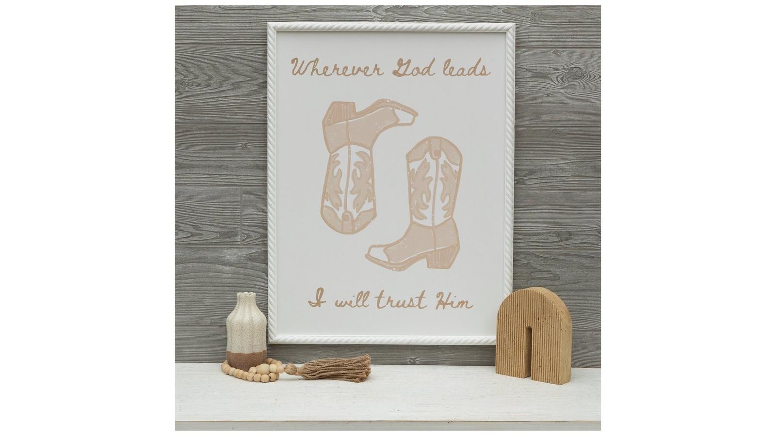 Trust God Cowboy Boots Wood Wall Decor | Hobby Lobby | 6370779