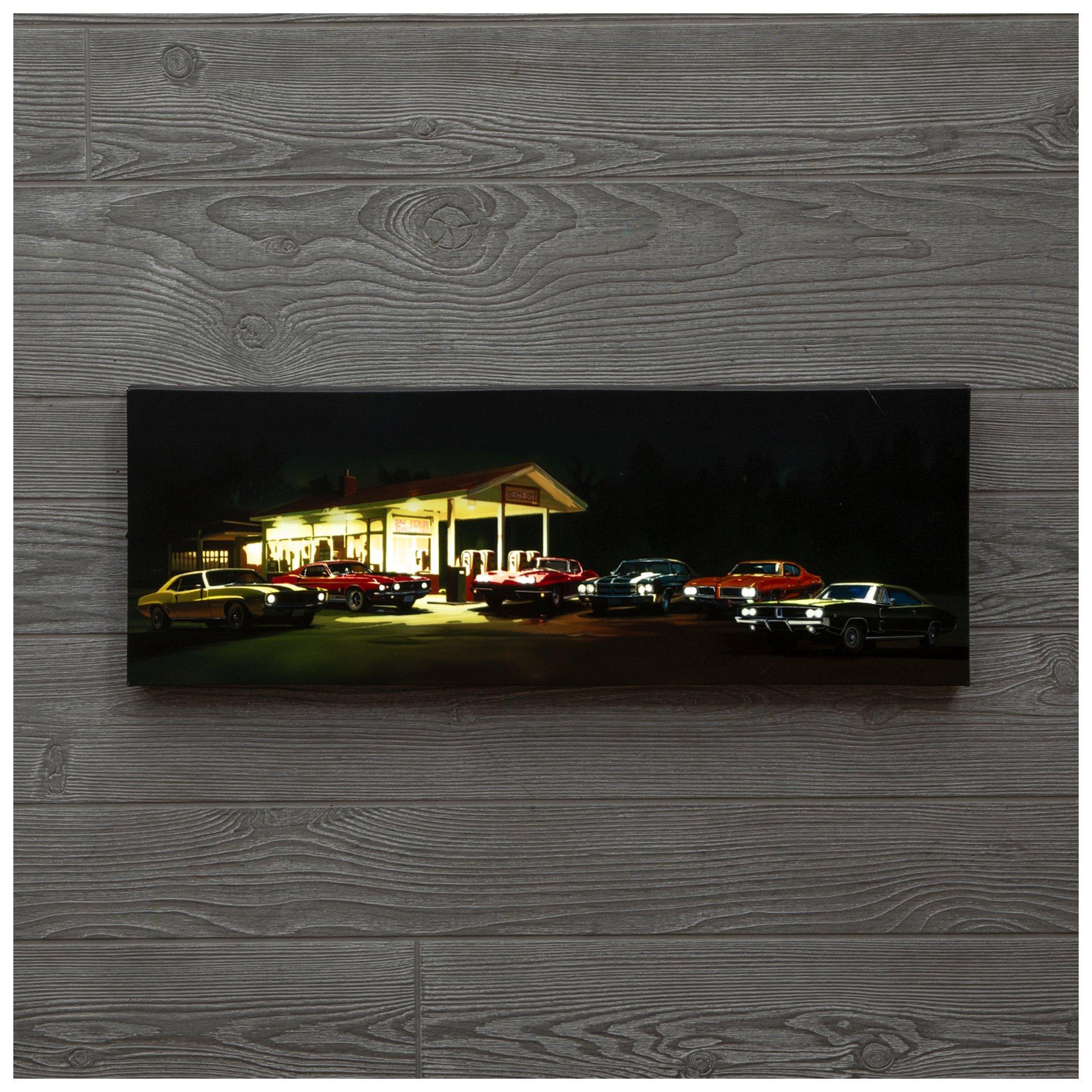 Muscle Cars Garage Light Up Canvas Wall Decor | Hobby Lobby | 6370878