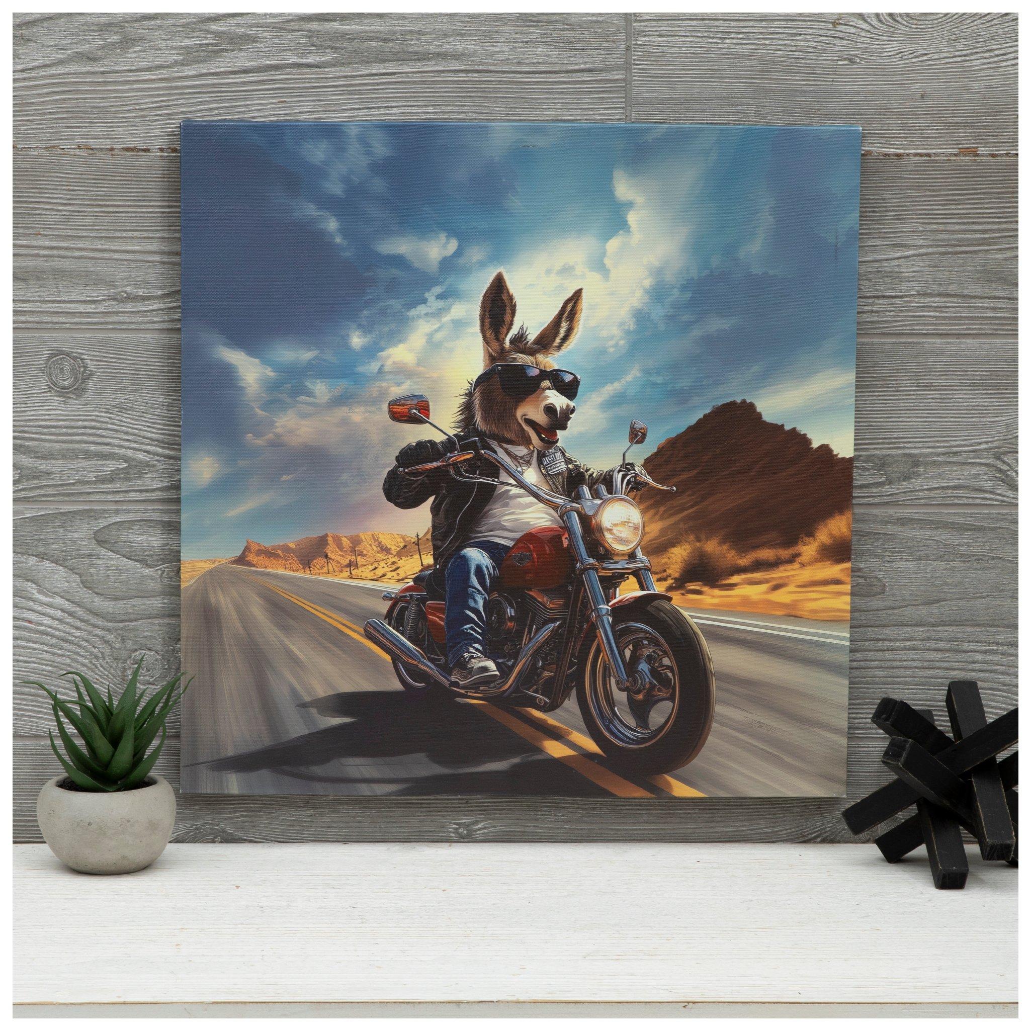 Donkey Riding Motorcycle Canvas Wall Decor | Hobby Lobby | 6370944