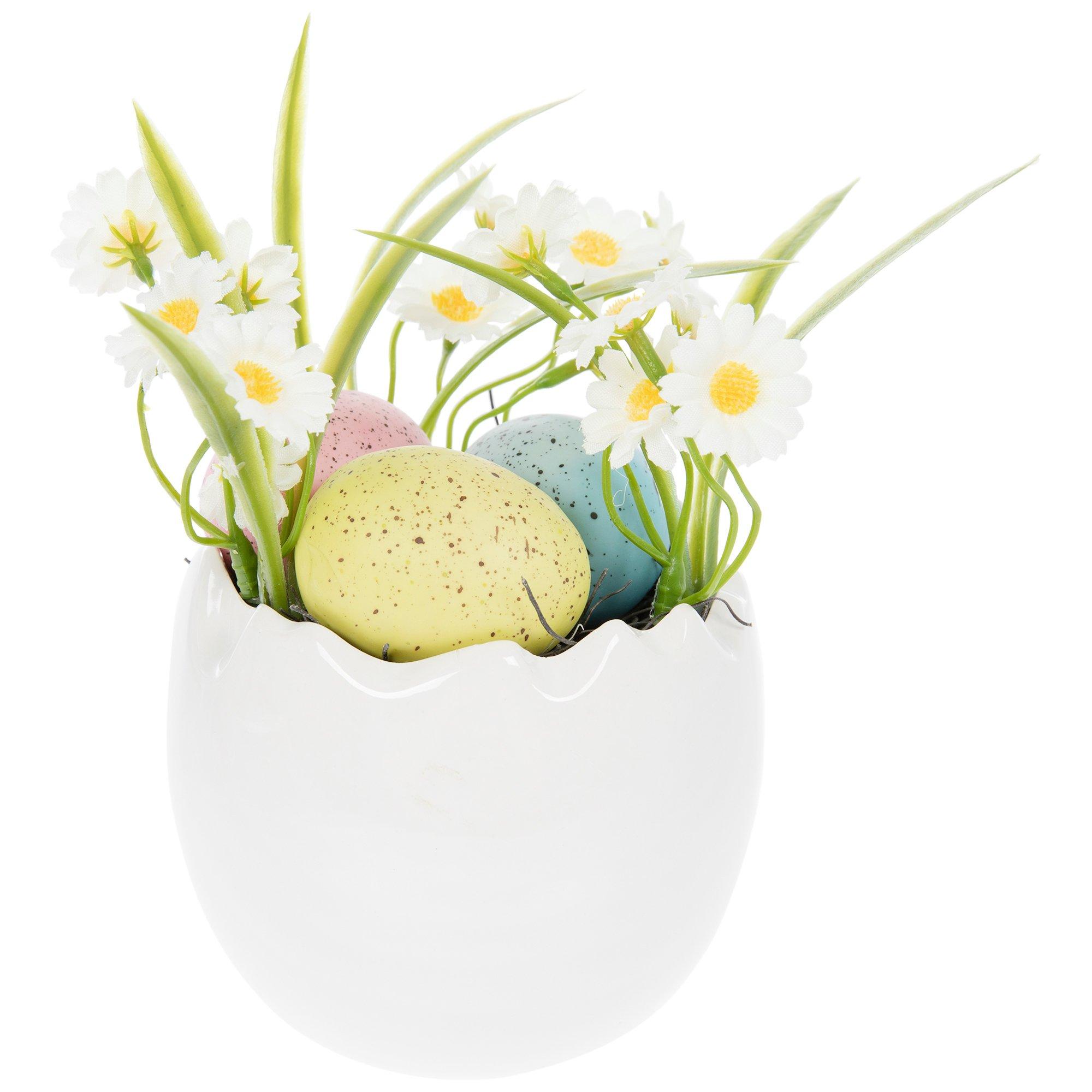 Daisies & Eggs In Cracked Egg Ceramic Pot | Hobby Lobby | 6371454