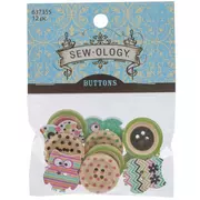 Patterned Owl Wood Buttons