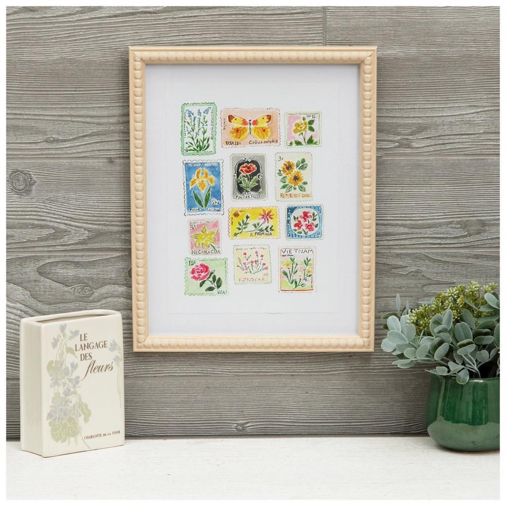 Floral Stamps Framed Wall Decor