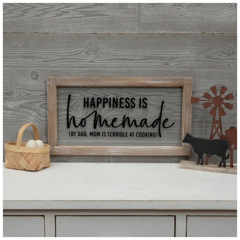 Targa da parete in legno con scritta Happiness Is Hommade
