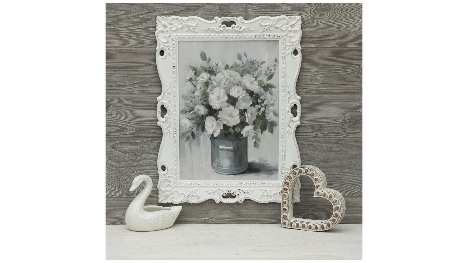 ホワイトフラワー柄インテリア小物 White Farmhouse Flowers Wood Wall Decor | Hobby Lobby | 6377147