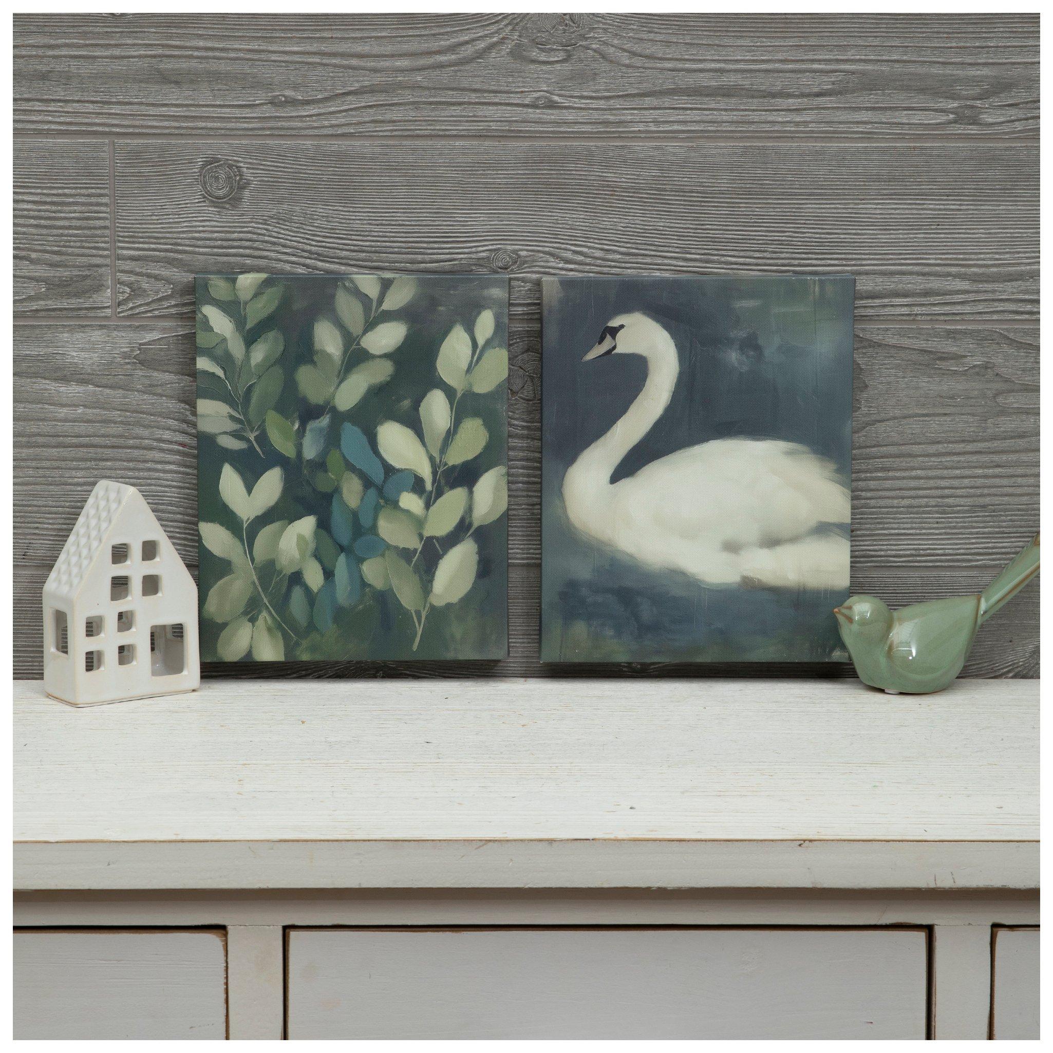Painterly Swan & Greenery Canvas Wall Decor Set | Hobby Lobby