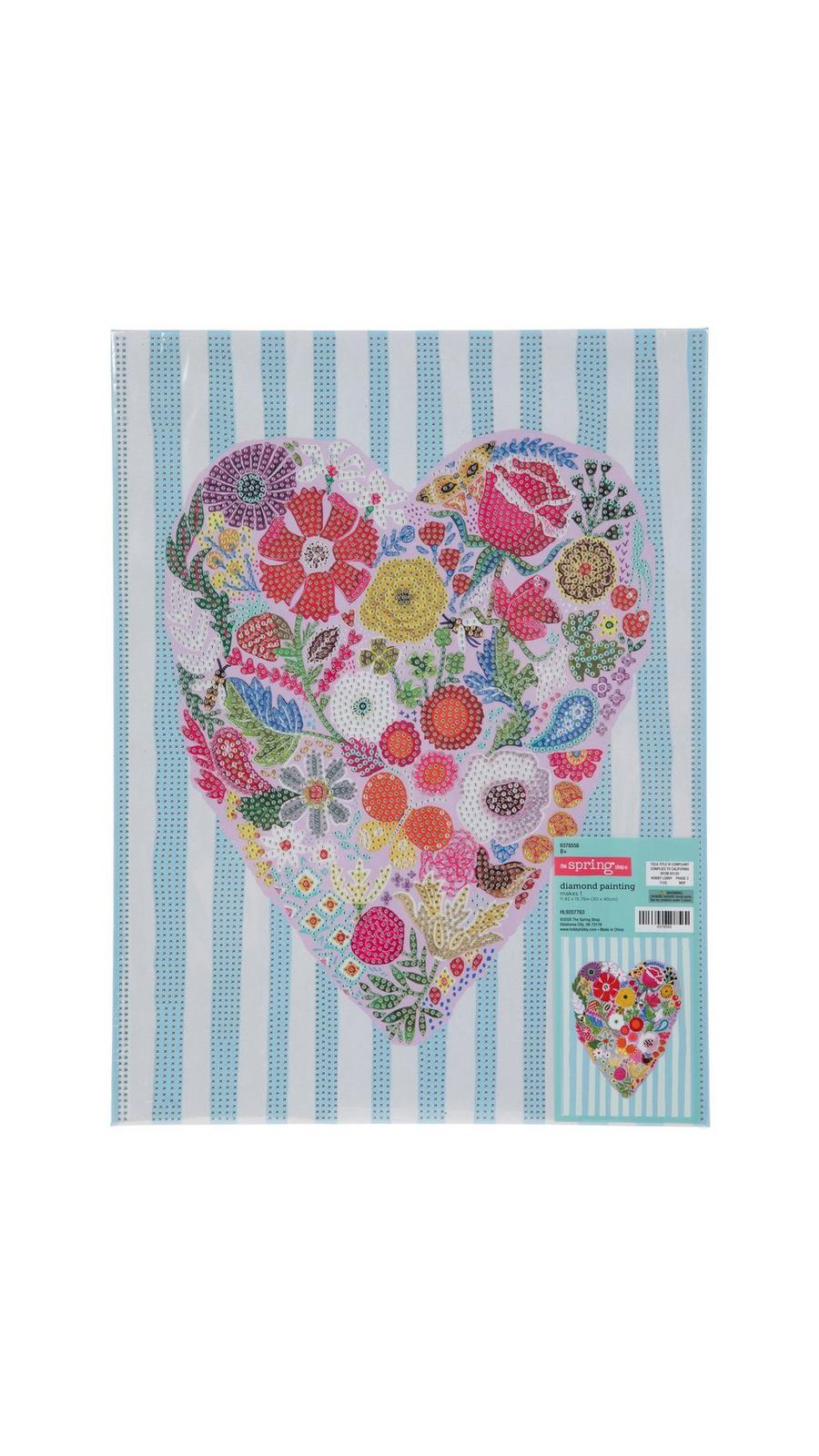 Blue Stripes & Floral Heart Diamond Art Kit | Hobby Lobby | 6378558