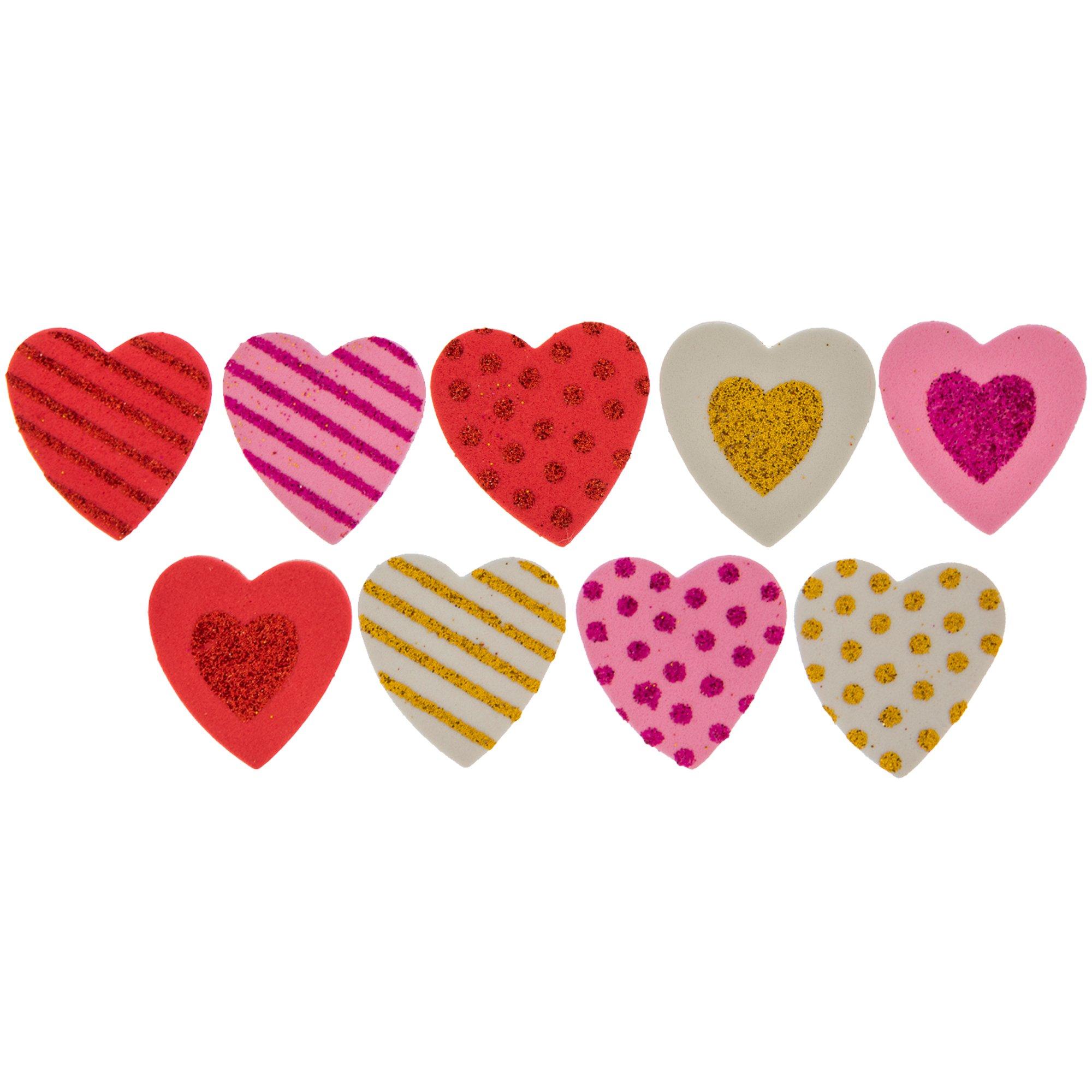 Valentine's Day Glitter Hearts Foam Stickers, 130ct