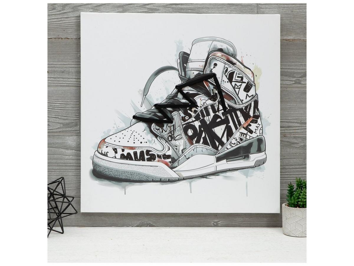 Sneakers With Black Shoelaces Canvas Wall Decor | Hobby Lobby 