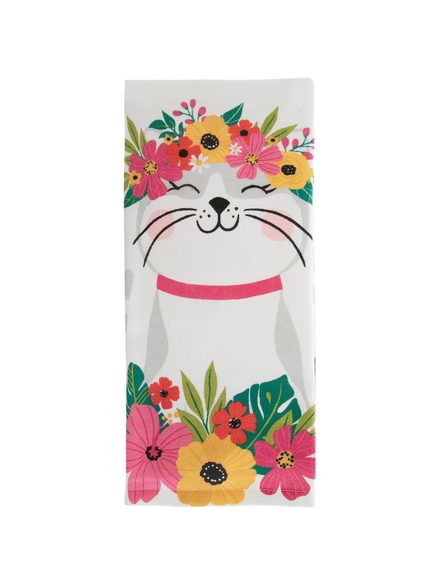 デコパージュ ꔛ‬ꕤ ガーデン雑貨♡折り畳みテーブル♡花台♡インテリア♡花うさぎ Cat With Flowers Kitchen Towel | Hobby Lobby | 6383467