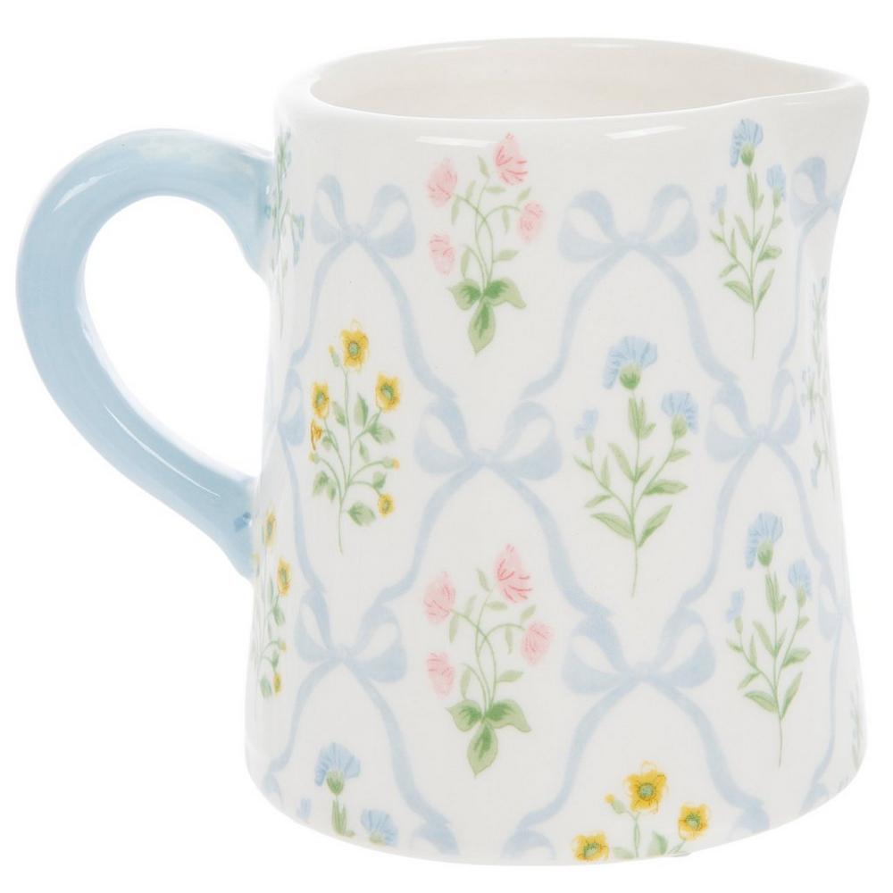 Blue Bows Floral Creamer Pitcher