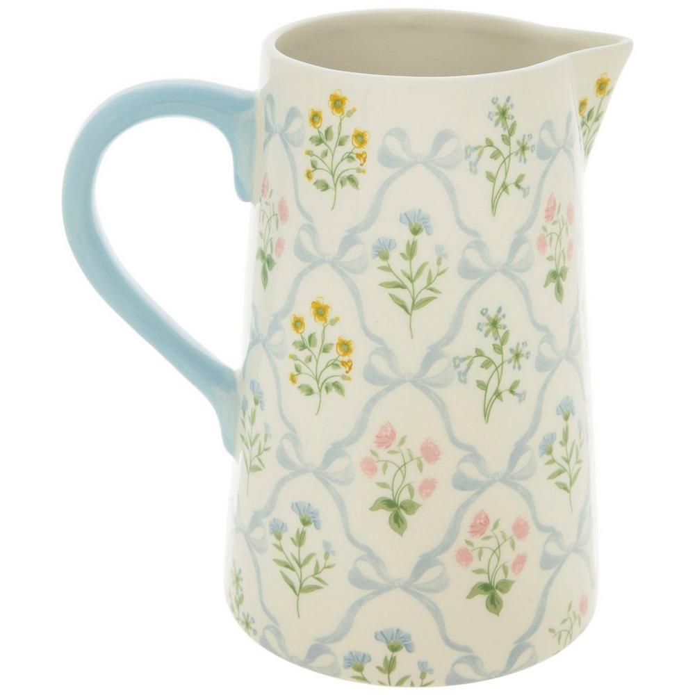 Floral Bow Ceramic Pitcher