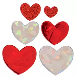 Glitter Stickers, Hearts, 10x24 cm, Red, 2 Sheet, 1 Pack
