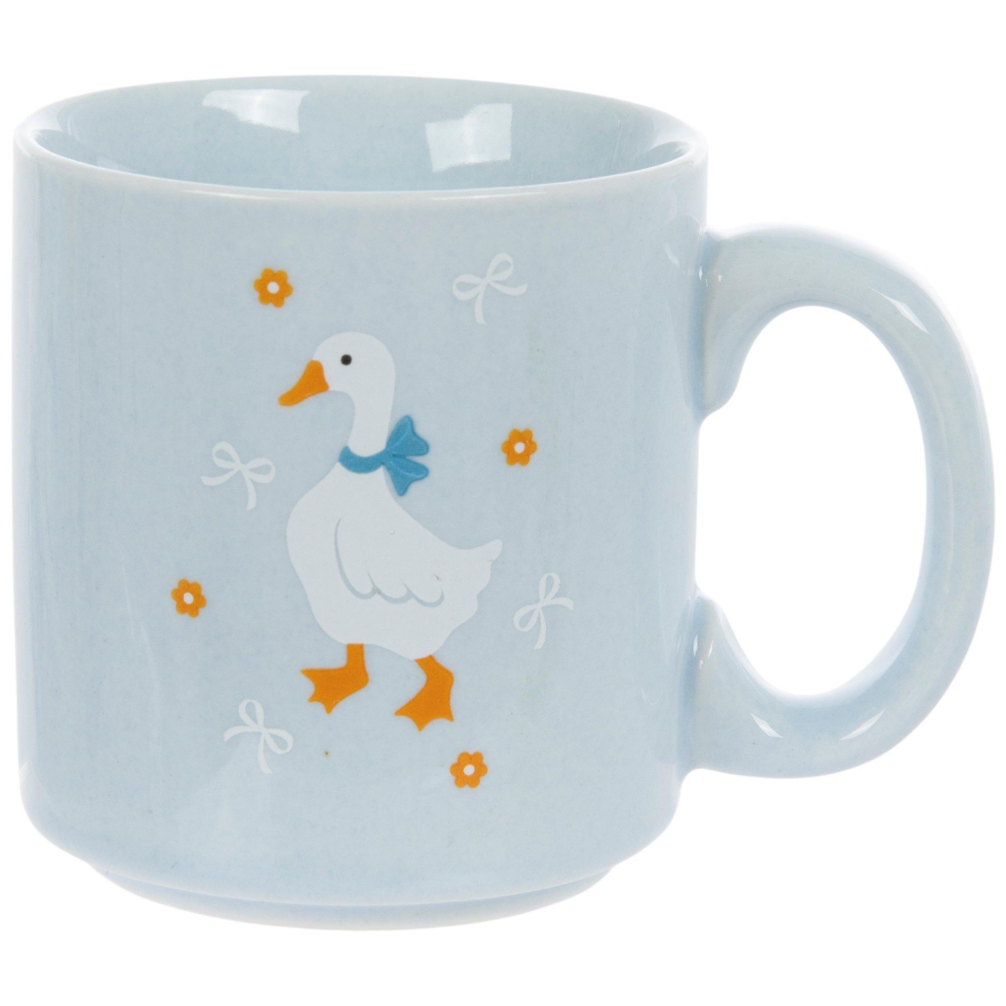 Lot De 2 Mugs Cœur - Motifs Oies Et Cœurs - Tasses à Lait/Café