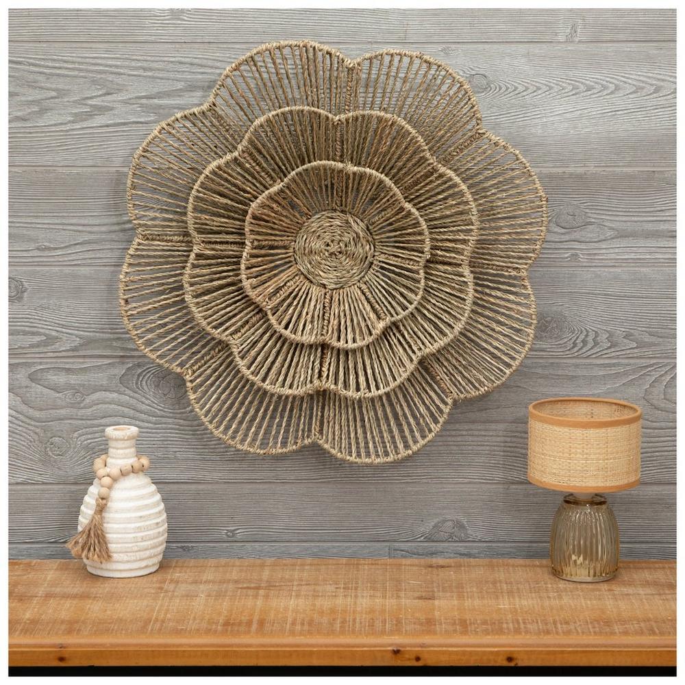 Layered Flower Seagrass Wall Decor