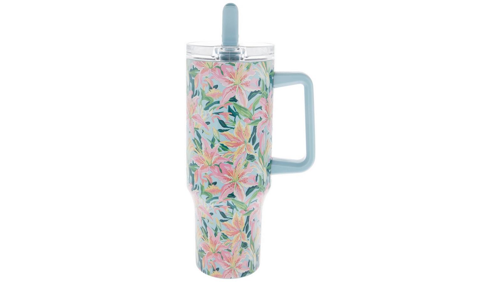 タイムセール【新品】LILY柄design f コットンカラー&リーシュ セット Tropical Lilies Floral Metal Tumbler | Hobby Lobby | 6389431
