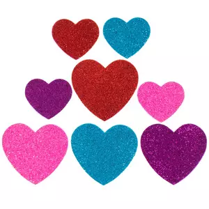 Hyamass 6 Packs (Approx 150pcs) Multicolor Self Adhesive Glitter Heart Foam  Stickers (Heart)