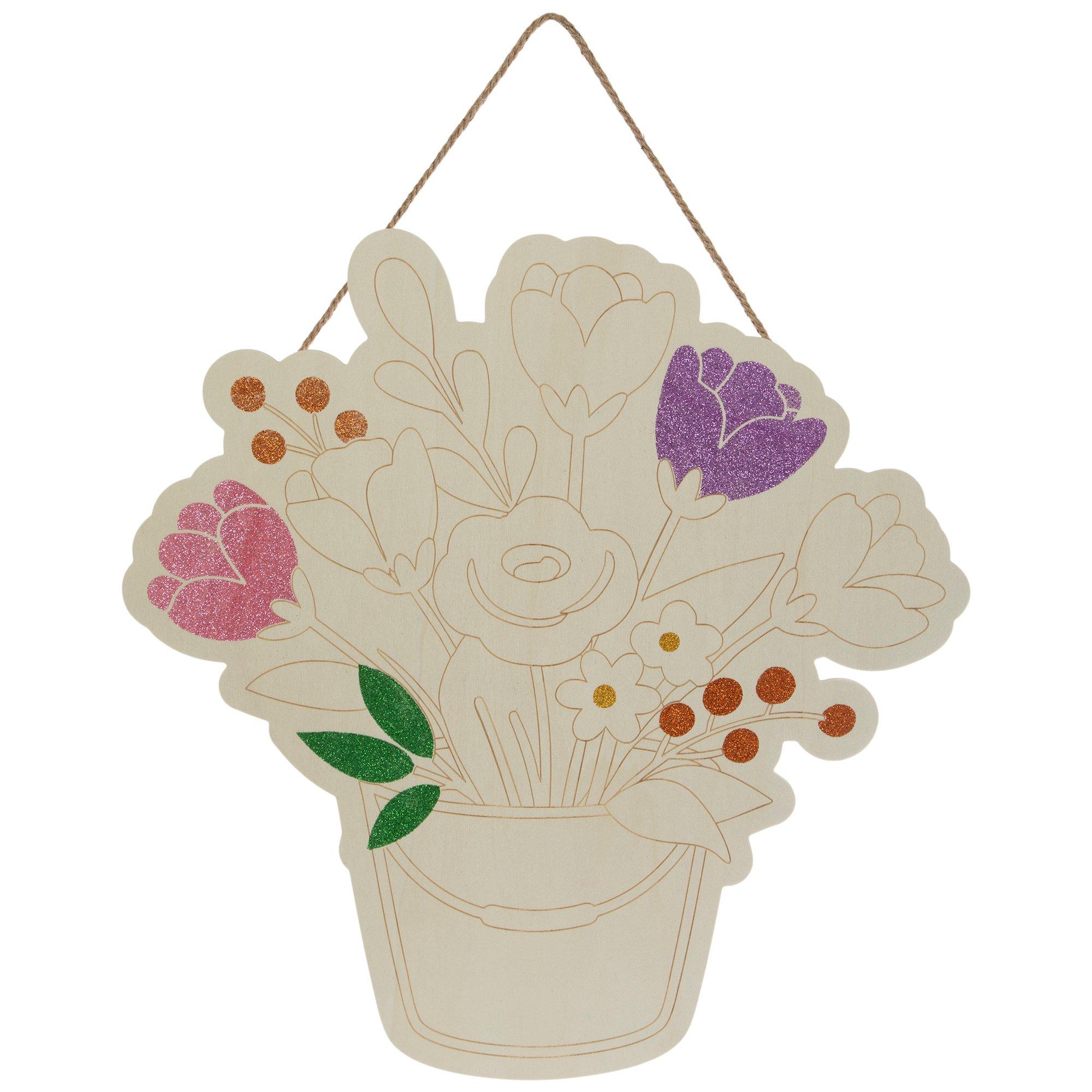 Glittery Flowers Wood Wall Decor | Hobby Lobby | 6392443