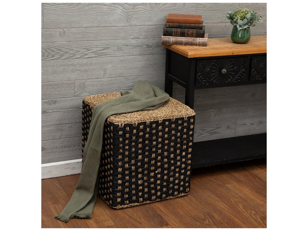 Natural & Black Woven Seagrass Cube | Hobby Lobby | 6393136