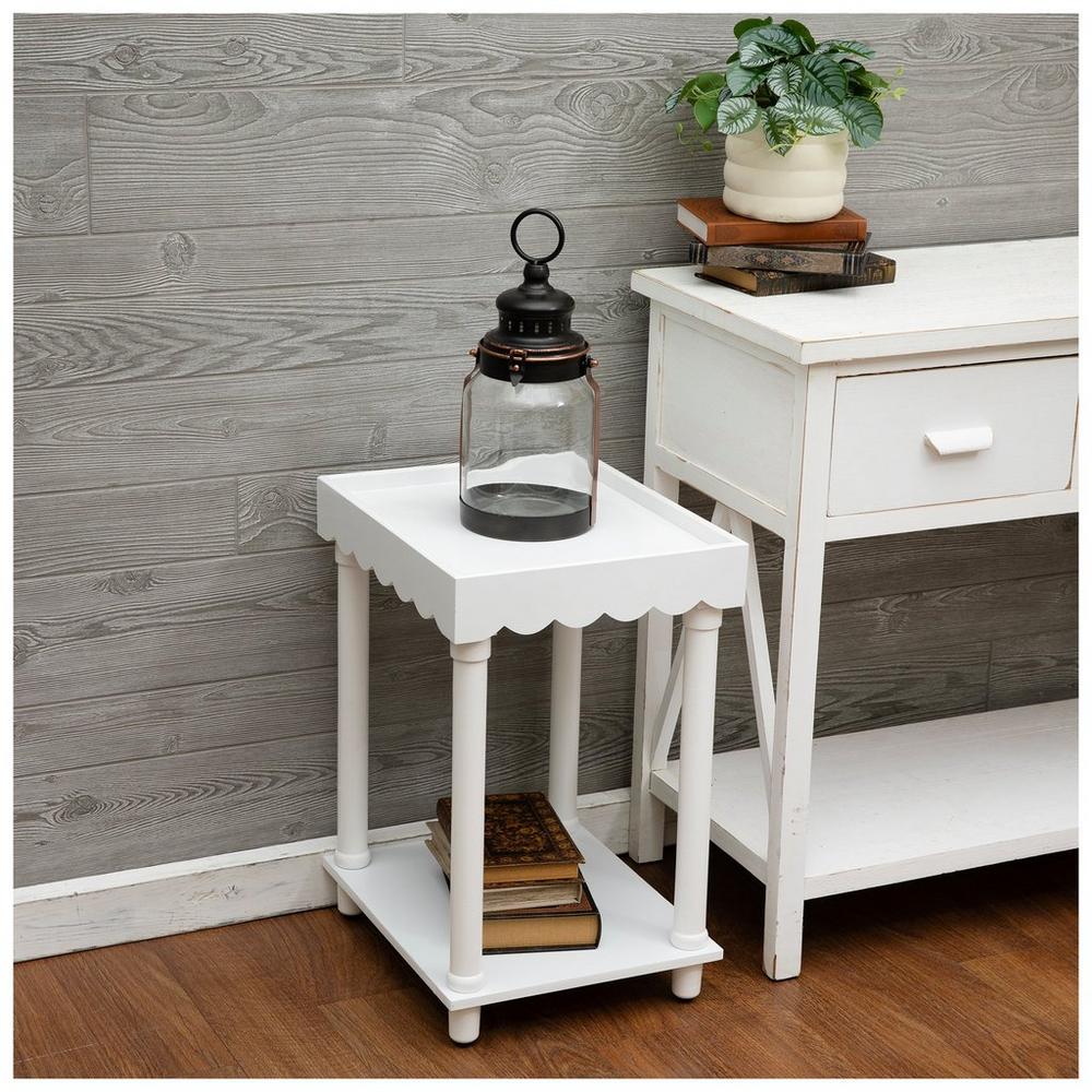 White Scalloped Side Table