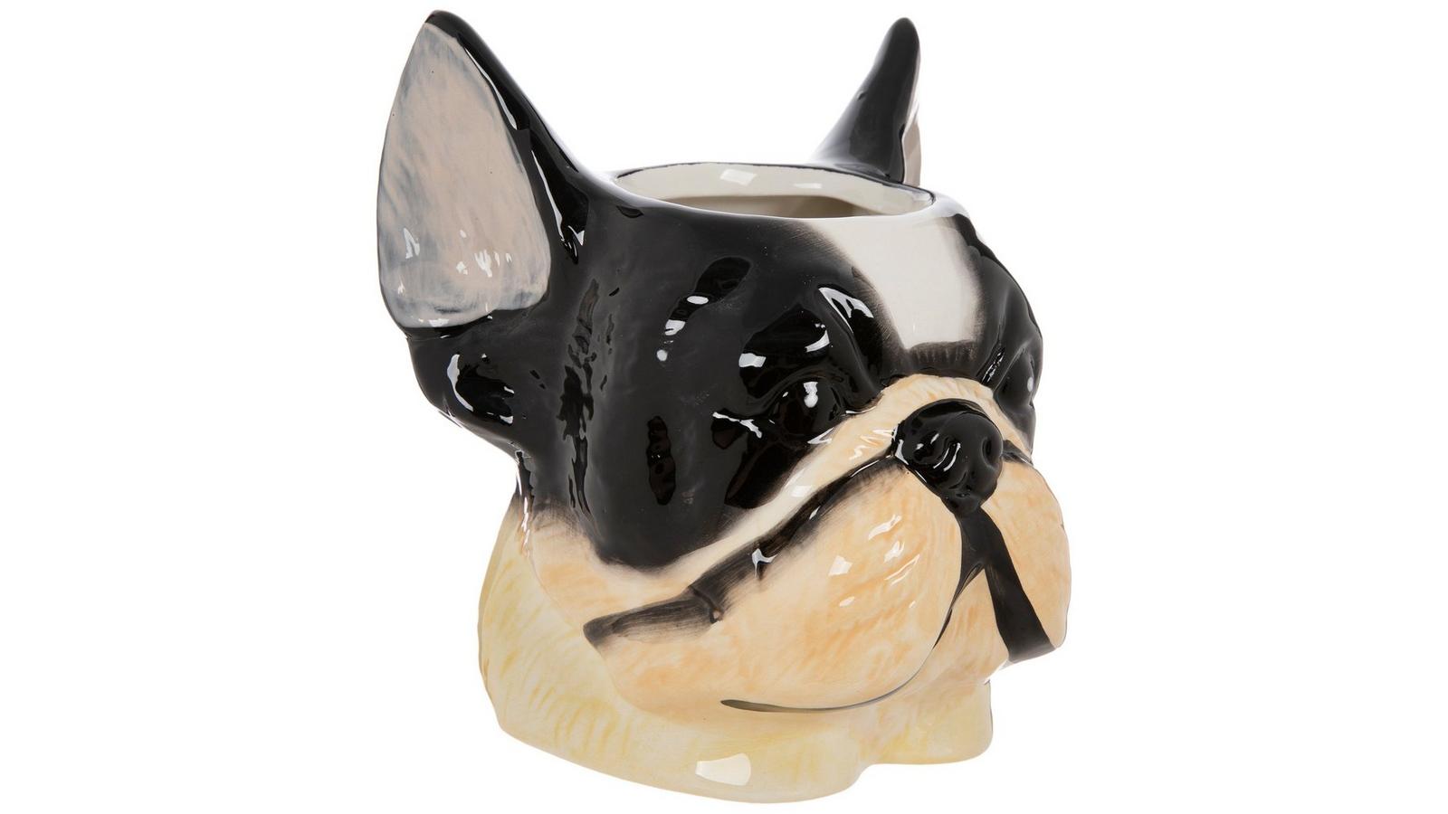Grand Pot Chien Terrier 22 Cm – Céramique Manteau écossais – Déco Ou Rangement