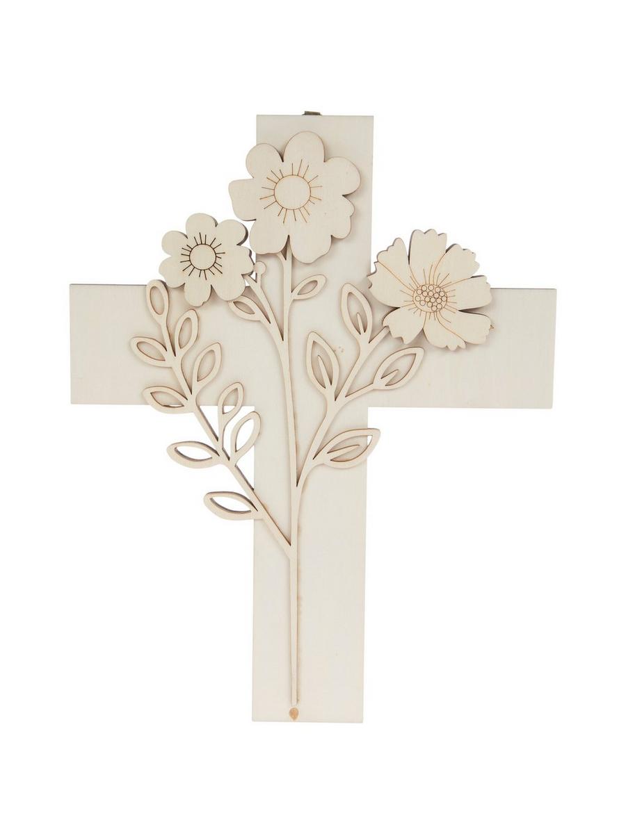 Cross With Flowers Wood Wall Decor | Hobby Lobby | 6398945