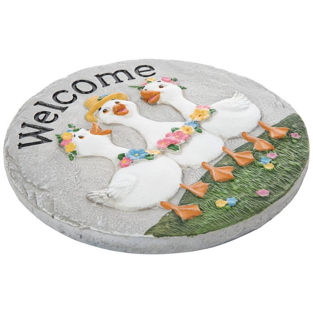 Welcome Floral Ducks Cement Stepping Stone | Hobby Lobby | 6399687