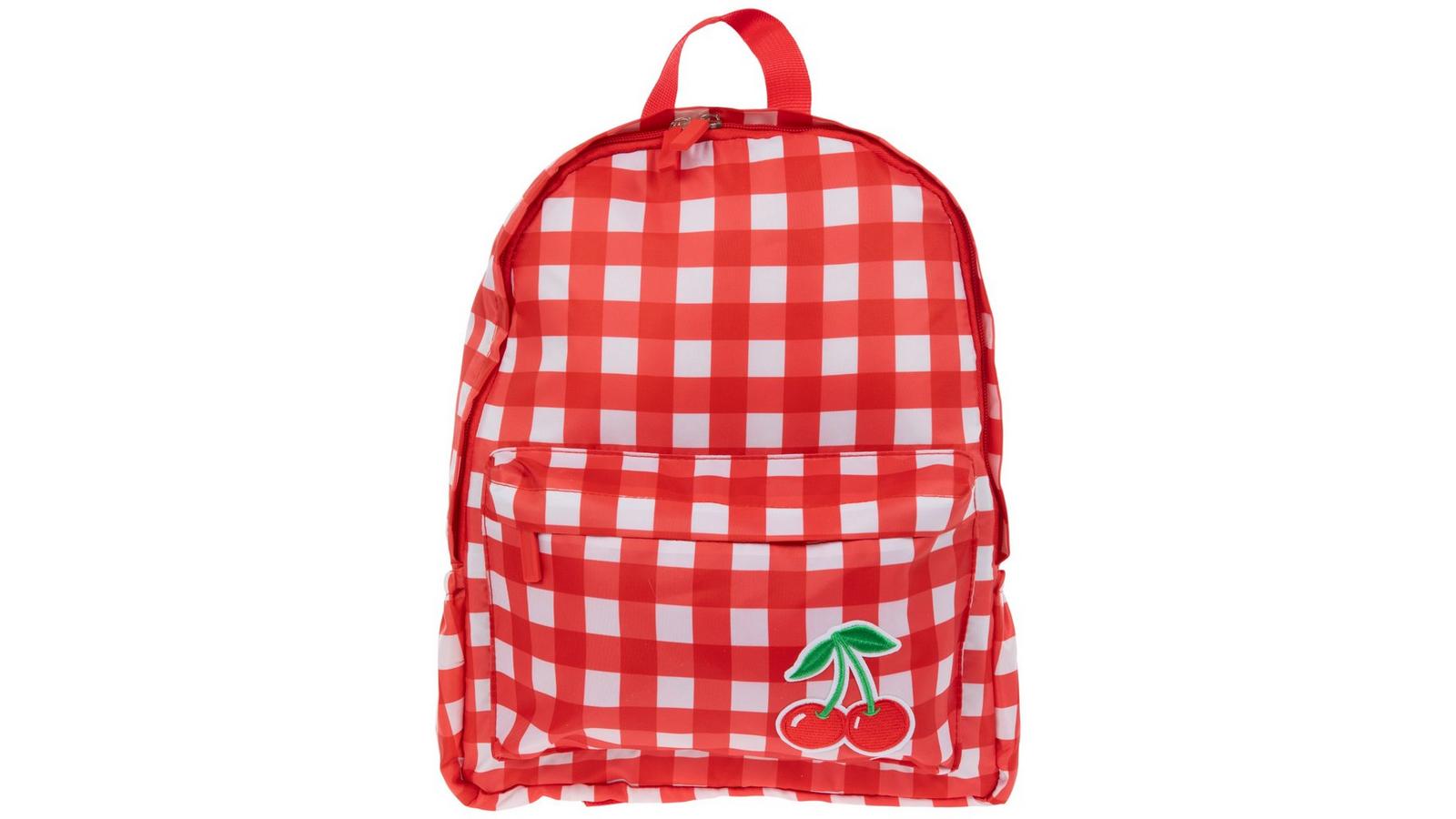 Red & White Large Leather Checkerboard Backpack Pink Black Checkerboard Backpack Missing Texture Kawaii  main image 3