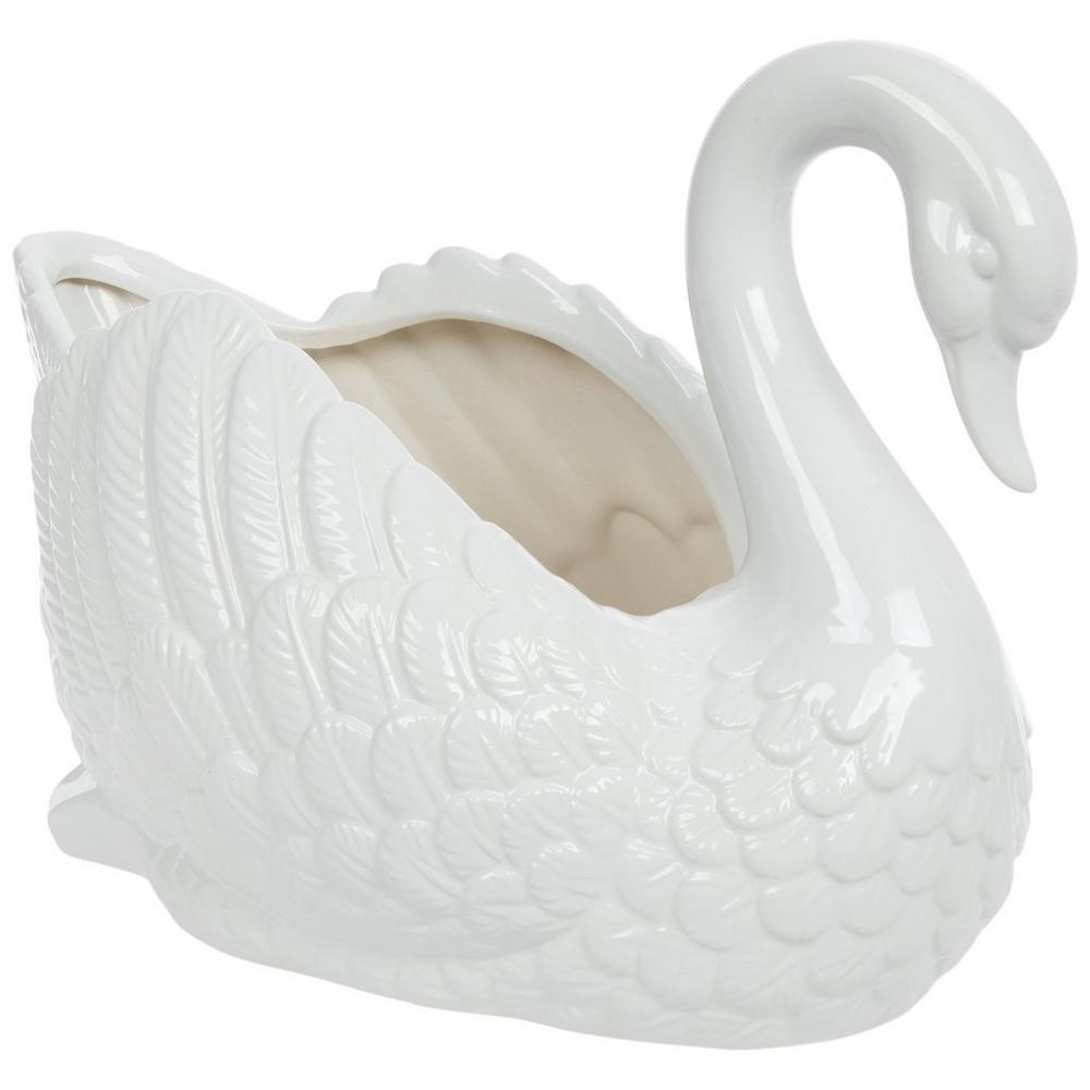 White Swan Ceramic Planter