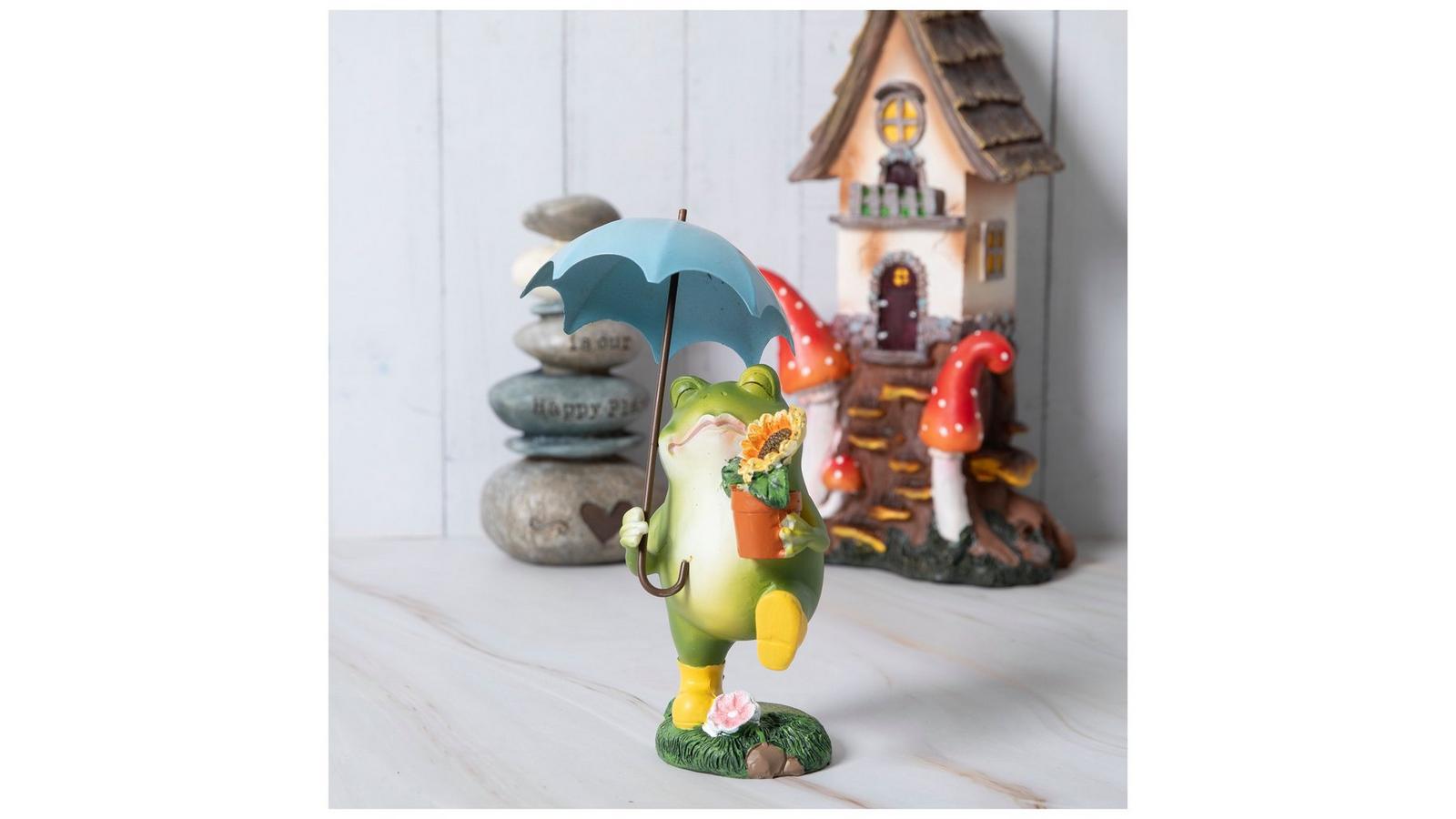 置物 5646 Cheerful Frog With Umbrella Figurine | Hobby Lobby | 6404008
